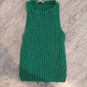 Green Sleeveless Knit Tank Top